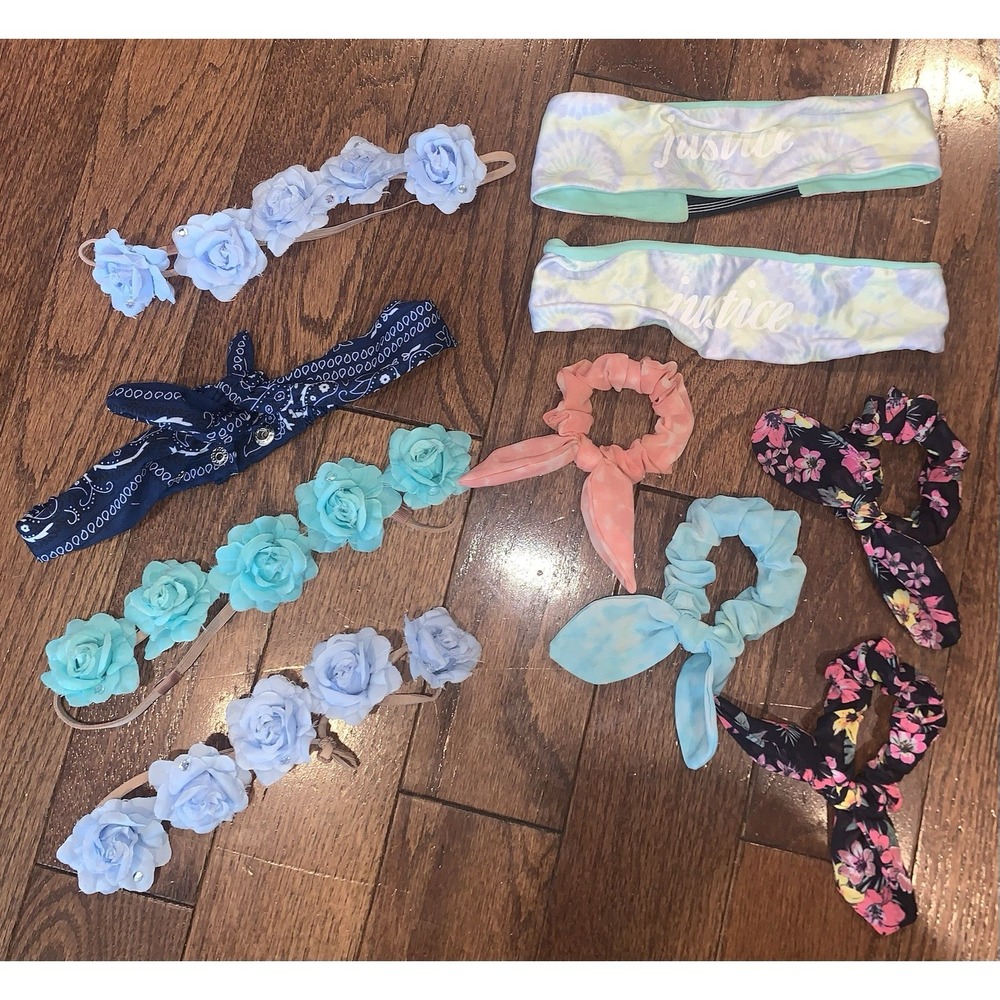 Justice Lot of 11 Girl's Accessories Head Bands And Scrunchies